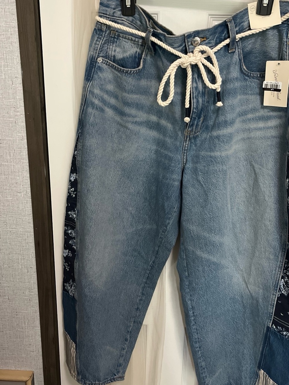 Universal Thread Light Blue Straight Leg Jeans with Rope Belt